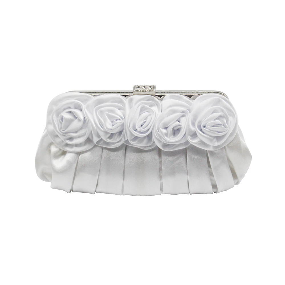 Special Design Dumpling Shape Clutch Bag Lady Girl Woman Rose Flower Pattern Satin Evening Bag For Women 2023 New Style