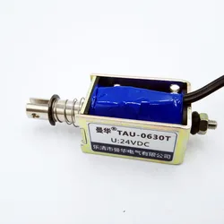 DC 12V 24V push&pull Type Frame electromagnet TAU0630T travel distance 10mm Keepping Force1kg Solenoid with Adjustable nut