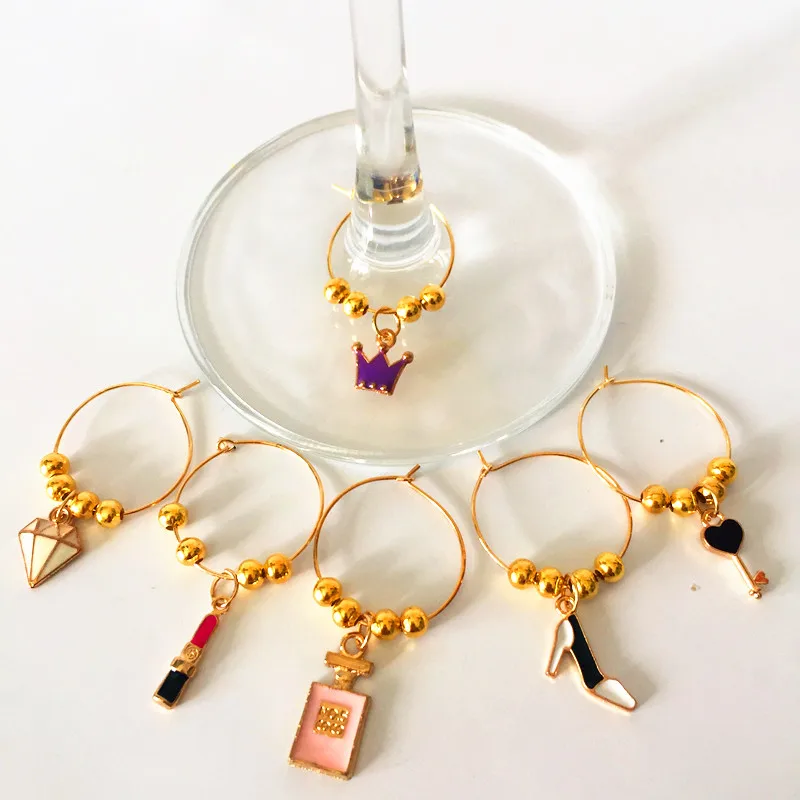 Wine charms New Fashion Design 6PCS Wine Glass Charms Rings Marker Christmas Party Bar Table Decorations Christmas Gift