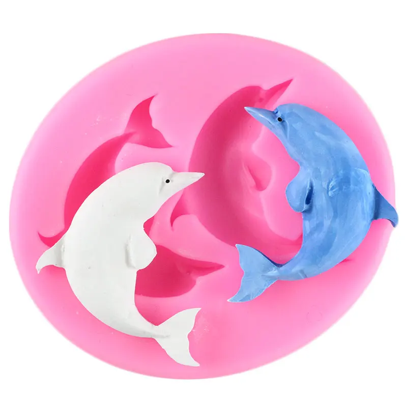 Sugarcraft Sea Animals Silicone Molds Dolphin Fondant Mold DIY Cake Decorating Tools Cupcake Candy Polymer Clay Chocolate Mould