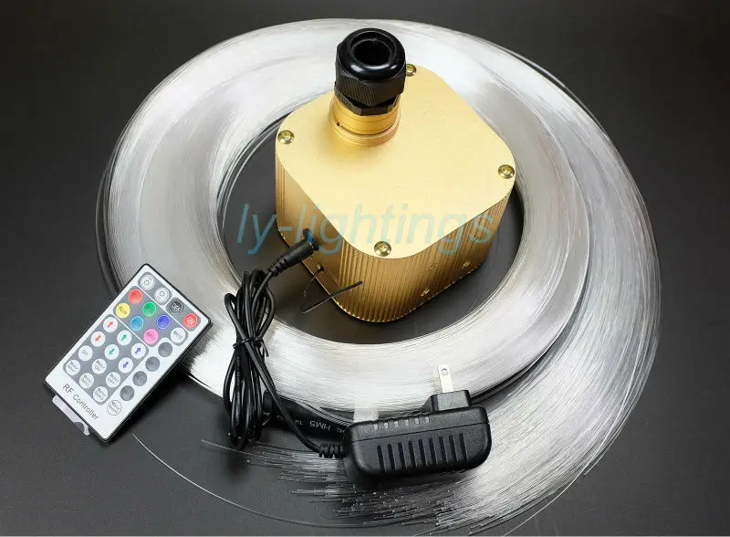 Twinkle stars effect 16W RGB+White fiber optic lights led light engine+ top 300pcsx3mx0.75mmPMMA optical fibers wireless remote