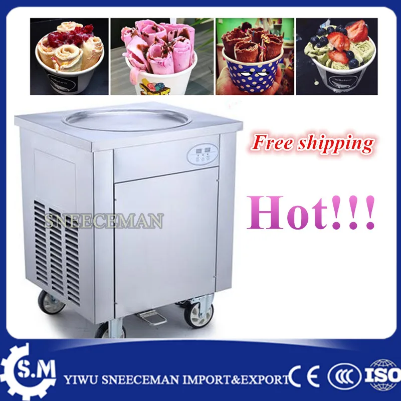 50cm ROUND single pan fried ice cream roll machine  ice pan machine maker free shipping