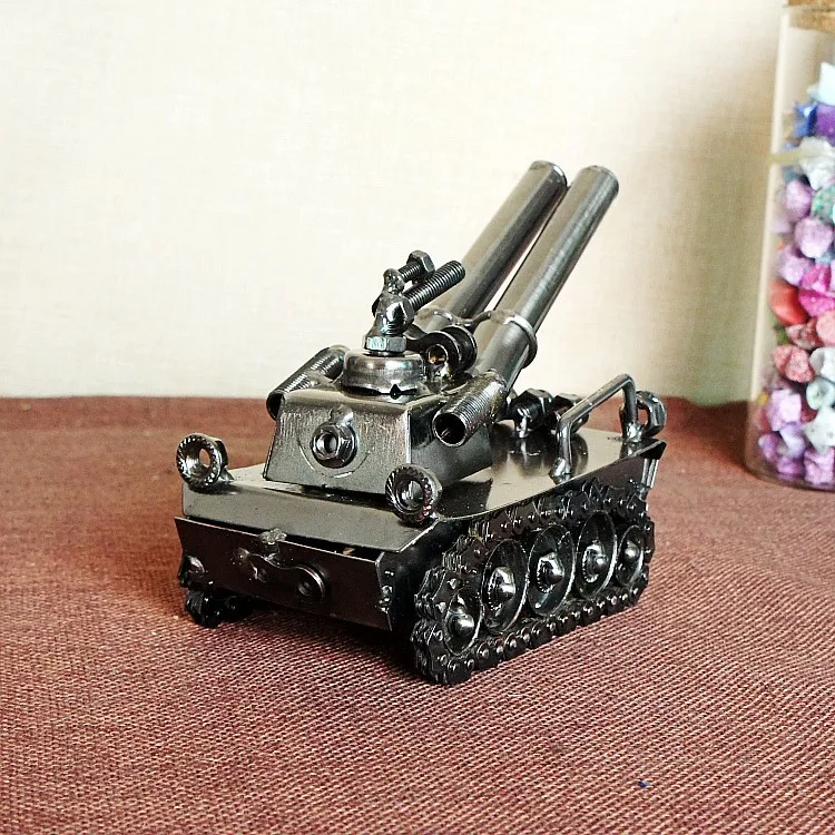 BOLAFYNIA Iron double gun tank model toy children toy for Christmas birthday gift crafts