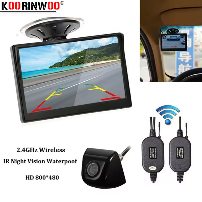 חניה אלחוטית koorinwoo 5 אינץ מסך היניקה העליון מסך היניקה מסך מסך היניקה מבט אחורי מצלמה אוניברסלי