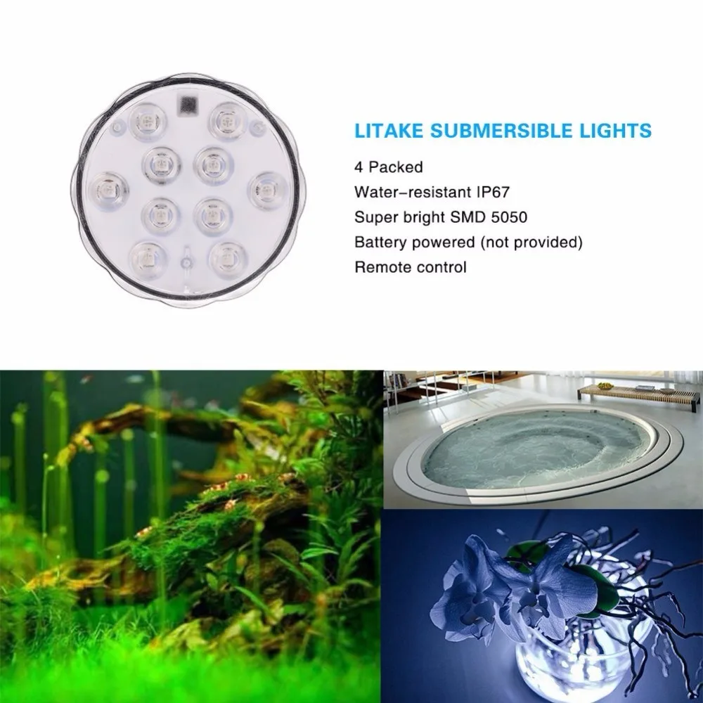 100pcs/lot Submersible Led tea light underwater Waterproof tealight Wedding Party floral Vase candle centerpiece decor RGB