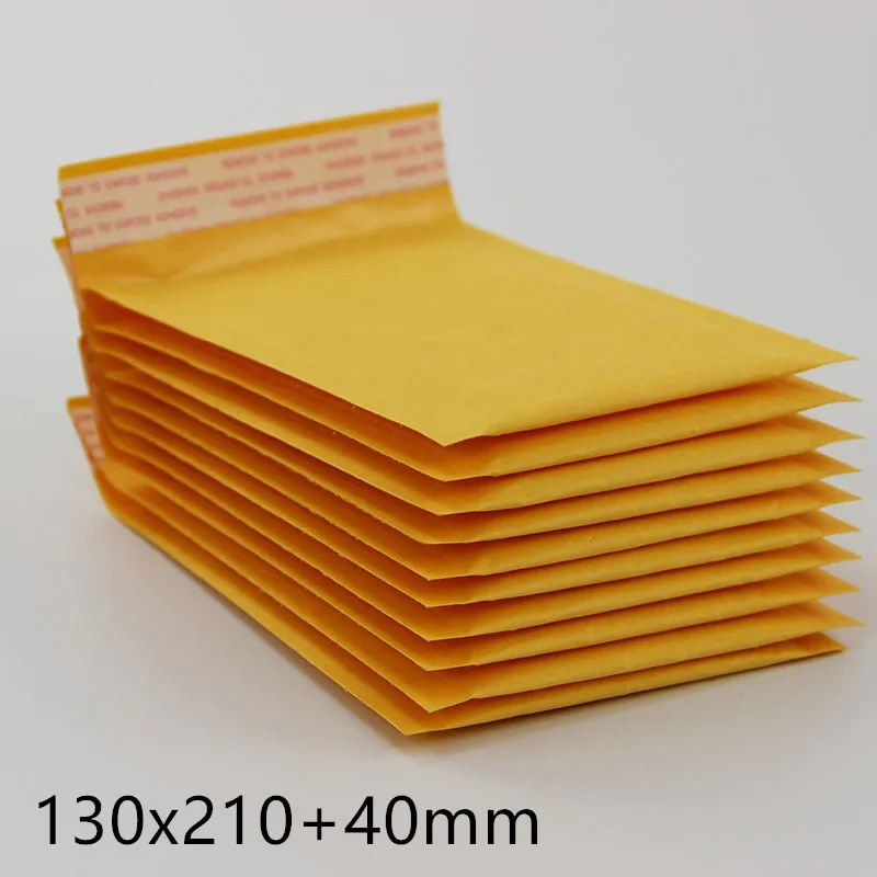 

130*210 mm+40mm Yellow Kraft Paper Mail Envelope Bag PE Bubble Padded Envelopes Packing Bags Shipping Supplies