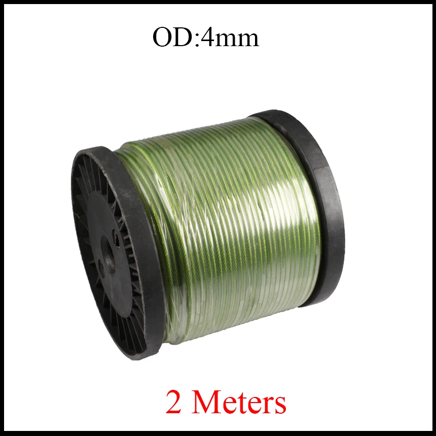 4mm OD Green Clear Transparent 304 Stainless Steel PVC Coated Hand Milling Grinding Machine String Flexible Lifting Wire Rope