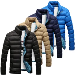 Chaqueta de cuello alto para hombre, abrigo grueso y liso, Parkas acolchadas, ropa de invierno, 2024