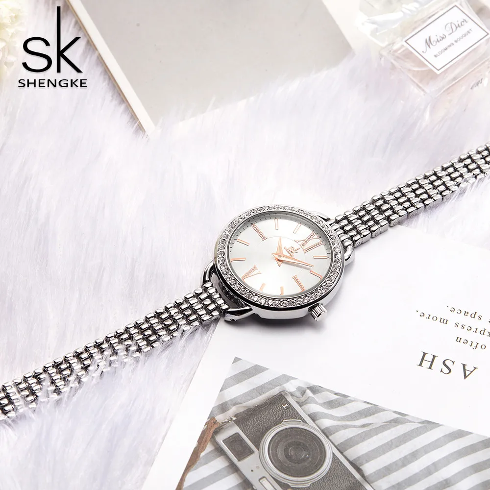 Shengke New Jewelry Women\'s Quartz Watch Women Watch Luxury Fashion Ladies Black Japan Mov Rosegold Relogio Feminino new SK 2019