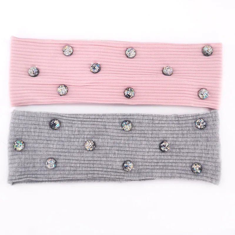 Casual Metallic Bead Women Ribbed Headbands 2019 New Summer Thin Stretch Head wrap Hair Bands Accessories For Girls Ladies Gifts