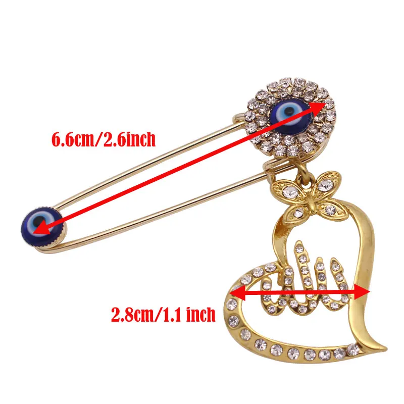 muslim islam Allah Turkish evil eye Scarf Hijab crystal Stainless Steel Pin brooch Baby Pin