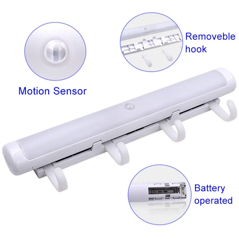 Imagem -04 - Sensor de Movimento Luz da Noite Potável Led Luzes do Armário Lâmpada de Parede Alimentado por Bateria sem Fio Gabinete Leds Lâmpada com Tira Magnética