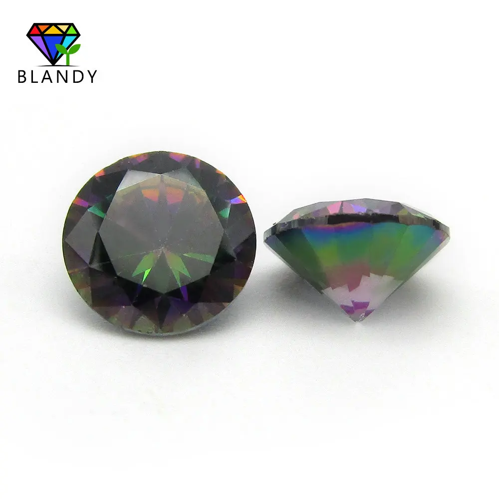 1.0mm~10mm Round Shape Mystic Color Cubic Zirconia Stone Loose Plating Multi Color CZ Stone Synthetic Gems For Jewelry