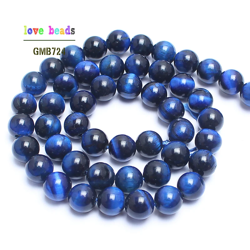 A++ Natural Stone Beads Blue Tiger Eye Round Beads For Jewelry Making 15inch Pick Size 6.8.10.12mm Making Bracelet-F00125