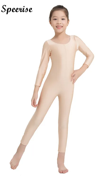 SPEERISE Children Fresh Long Sleeve Unitard Skin Tight Jumpsuit Spandex  Full Body Scoop Neck Ballet Costumes for Kids