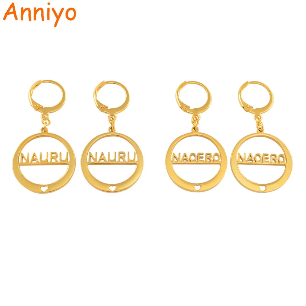 ( One Pair) NAURU and NAOERO Earrings for Women Stainless Steel and gold color Jewelry Gifts #J0000