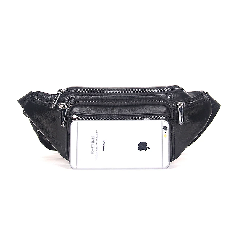 Genuine Leather Waist Bag Men Fanny Pack Belt Bag Cell Phone Pouch Male Casual Chest Pack Coin Purse Wallets Messenger