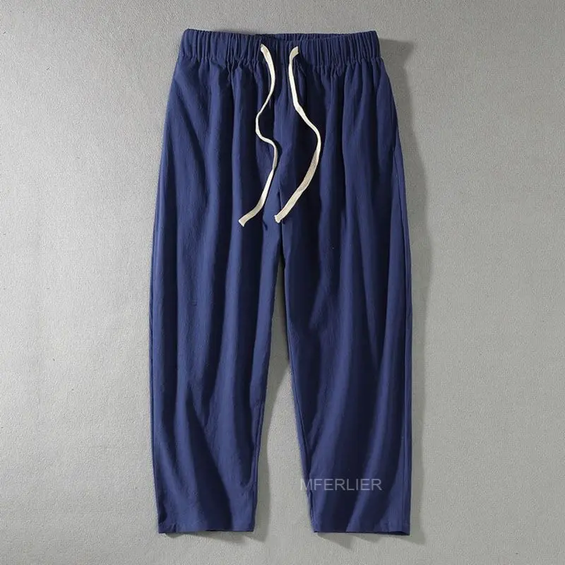 Summer Men Pants 12XL 11XL 10XL 9XL 8XL 7XL  Waist 170cm Cotton Plus Size Ankle-length Pants