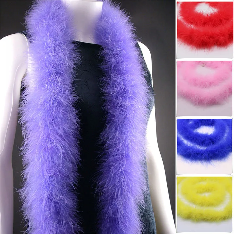 12 Colors 2 Meters/Piece 18 Gram Fancy Soft Dyed Multicolored Turkey Marabou Feather Scarf Boas Clothing Wedding DIY Decoration