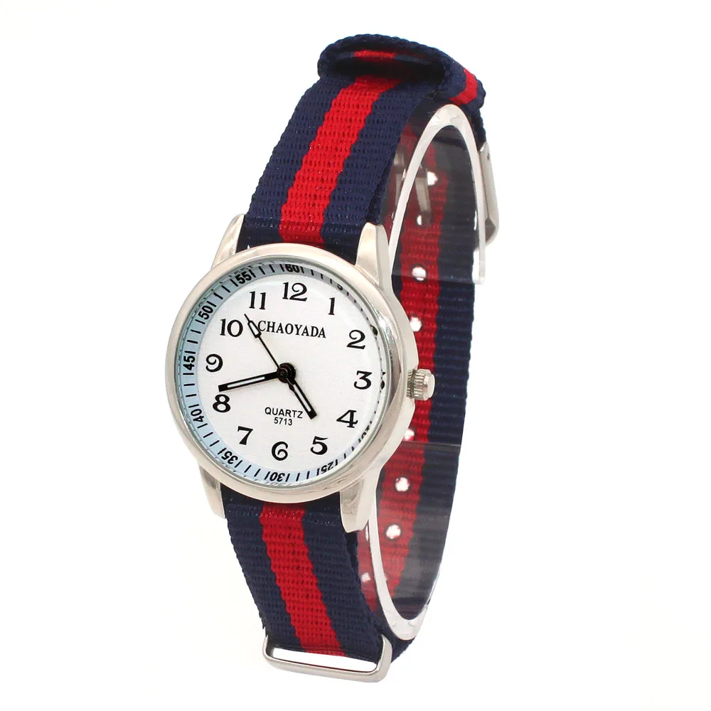 High Quality Baby Watches Time Teaching Watch Kids Nylon Strap Quartz Wristwatch Children Watches Clock