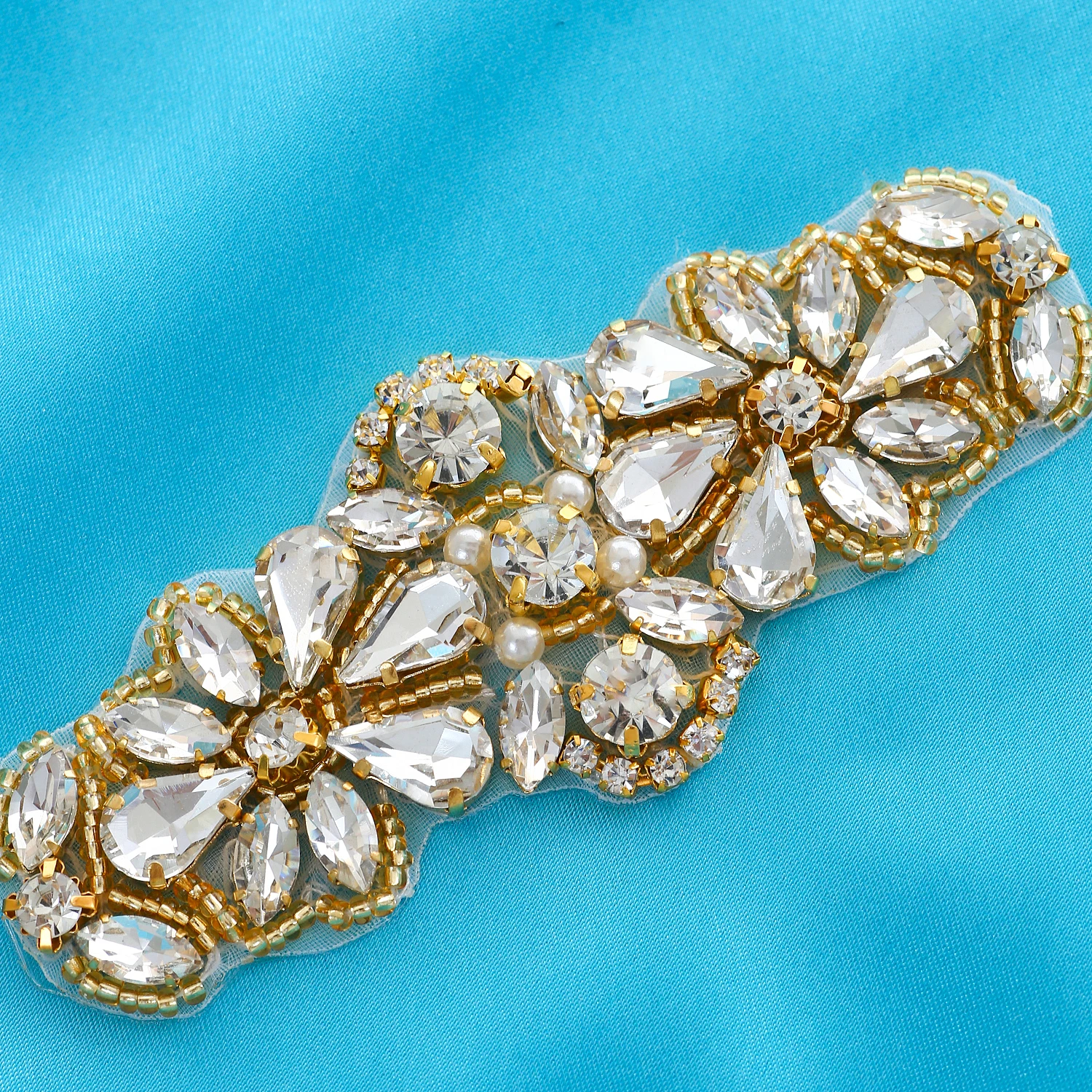 Strass Applicaties Trouwjurk Riem Naai Bridal Riem Sjerpen Rose Goud voor Bruiloft Riem F209