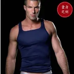 Free shipping BOYTHORPrivate customized blue square collar vest tight sports fitness 100% low collar slim cotton basic underwear