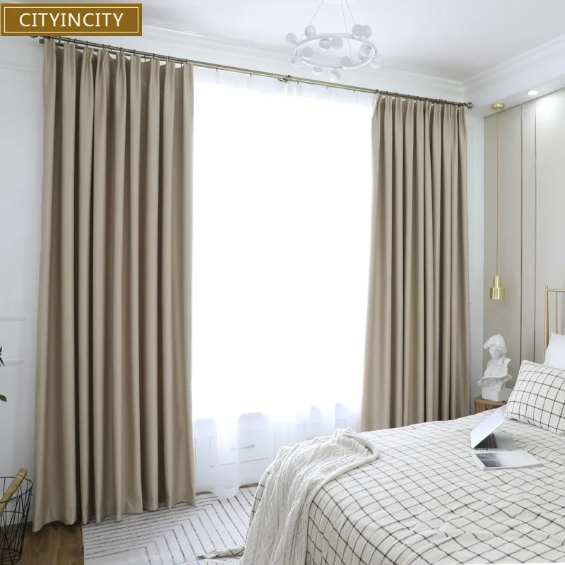 

CITYINCITY Solid Blackout Curtain For bedroom elegant modern Curtains for living room Home Decor Darpes Faux linen Customized