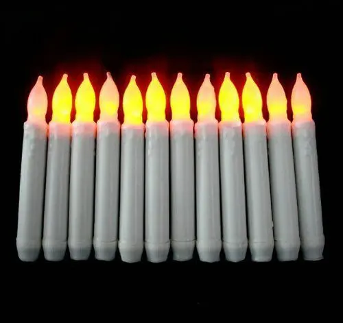 

50pcs/lot 16.5CM battery operated Led Taper stick Candle Flicker Dripped wax Flameless lamp candelabra wedding home decor-Amber