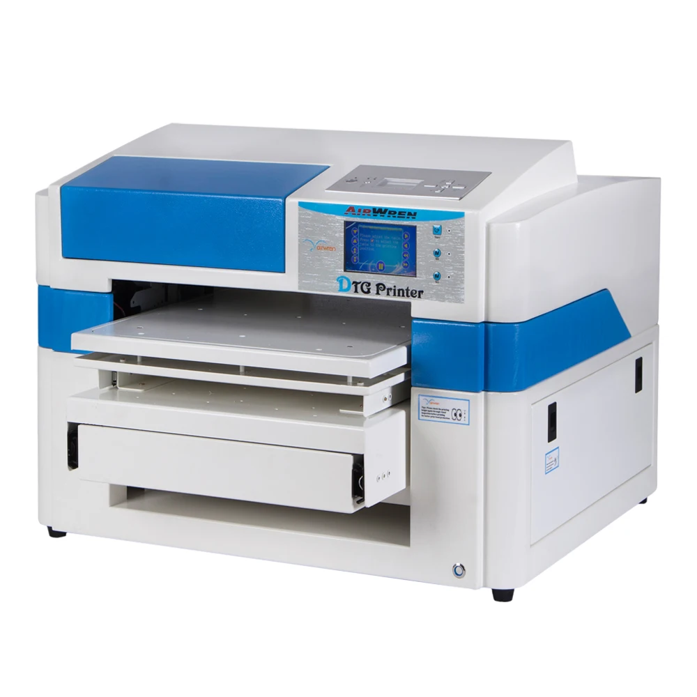 Economic Clothing T-shirt Printer Digital A2 8 Color Flatbed DTG Garment Printing Machine with RIP Software and 3 T-shirt Trays