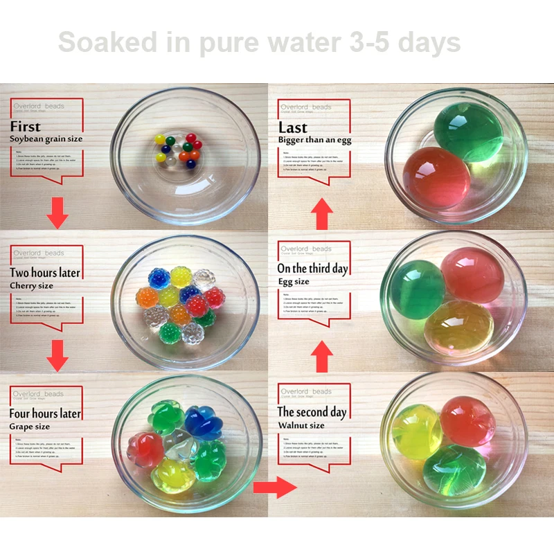 200pcs/pack Big Crystal Soil Mud Grow Beads Hydrogel Orbiz Magic Gel Jelly Balls Orbiz Growing in Water Home Decor Kids Toy