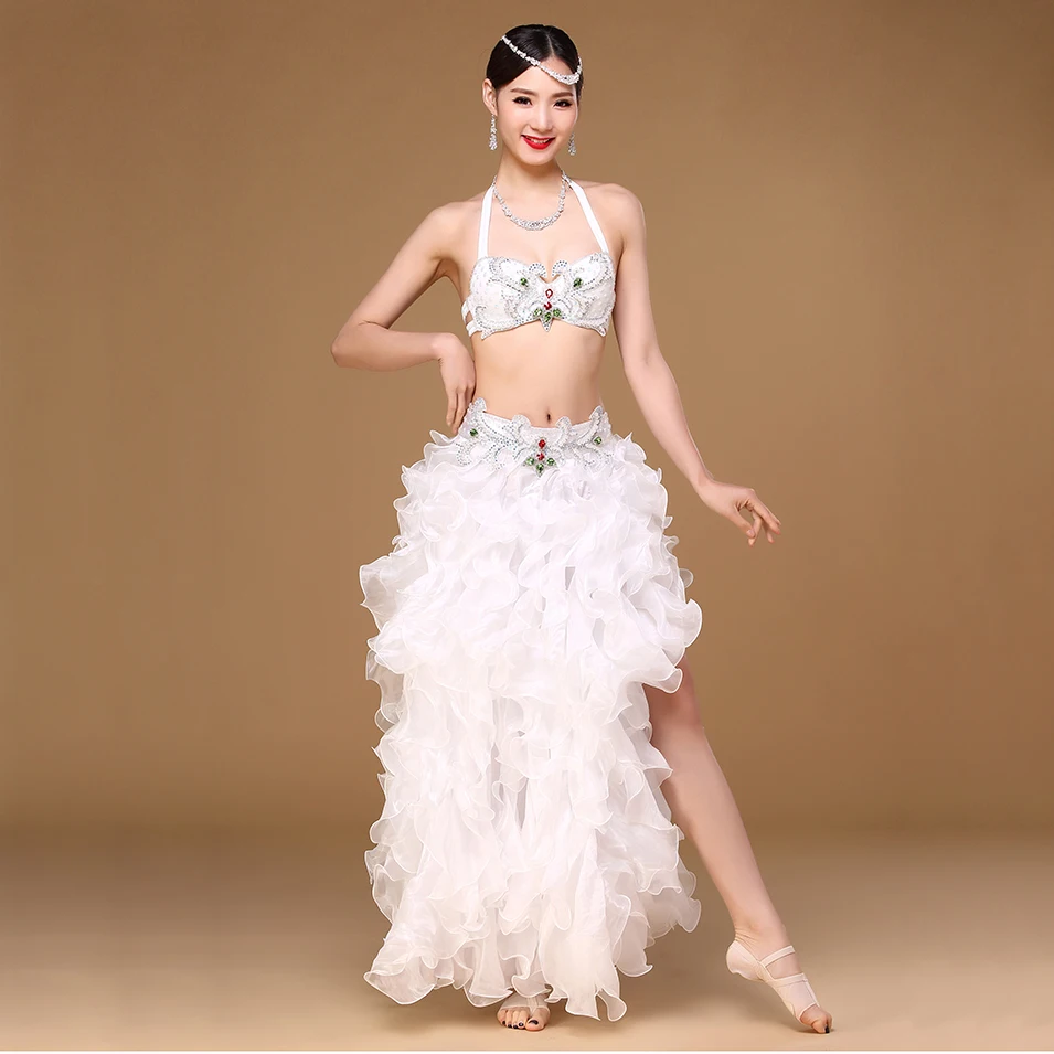 NEW!! High Grade Women Dancewear Bellydance Clothes Professional Outfit 2pcs Bra and Skirt Oriental Belly Dance Costume Set