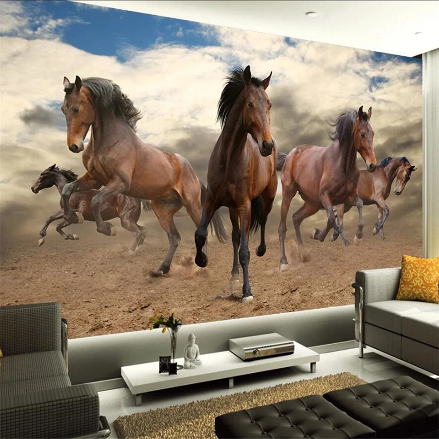 

Custom wallpaper 3d stereo photo murals Pentium Eight Horses TV background wall papers home decor papel de parede 3d wallpaper