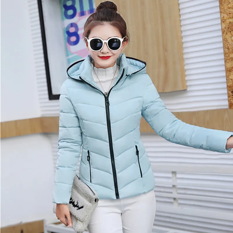 UHYTGF Winter Parka Women Autumn Down Jacket Big Size Hooded Coat Thick Warm Short Outerwear Female Cotton Padded Basic Top 165