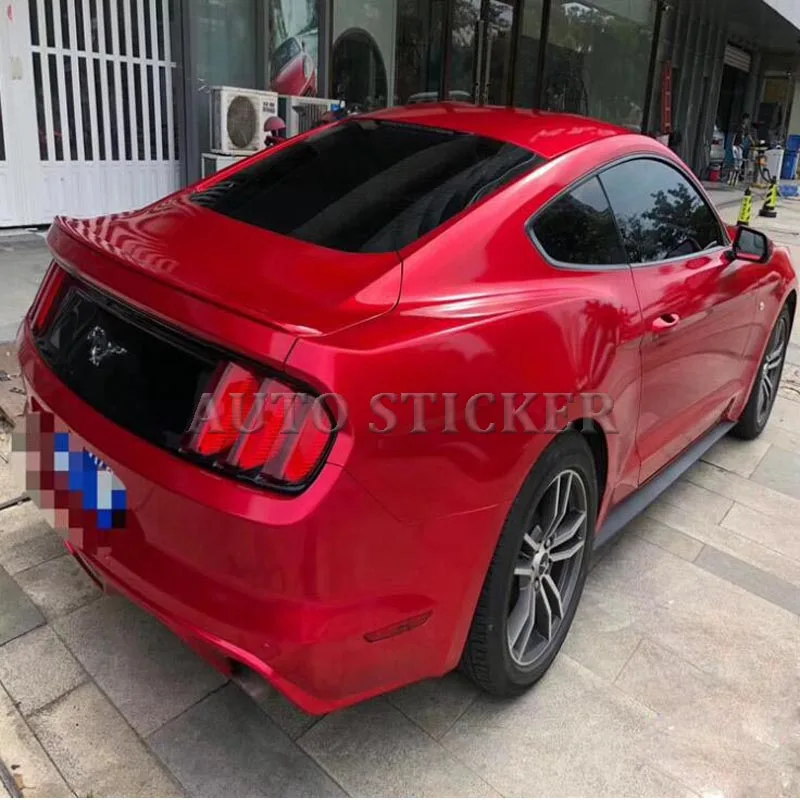 Gloss Metallic Red Vinyl Car Wrap Styling Candy Glossy with Air Free Full Car Covering Foil 1.52x18m/Roll