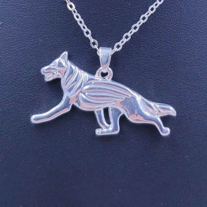 Cute German shepherd Necklace Dog Animal Pendant Gold Silver Plated Jewelry For Women Female Girls Kids Ladies N060