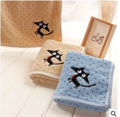 

10 pcs/lot 33*74cm Universal Cartoon Embroidered Towel 2022 dot star Cotton Wash Cloth Hand Face cat Bath yellow blue Washcloth