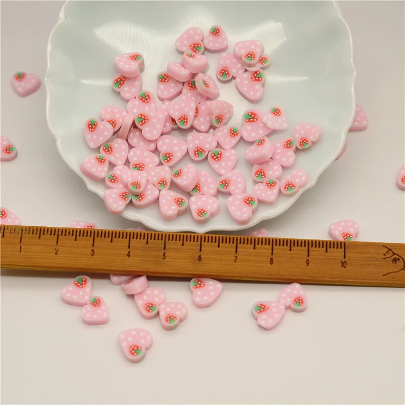 100g/lot Polymer Hot Clay Heart Sprinkles Ice Cream Stick Sprinkles for Crafts Making, DIY