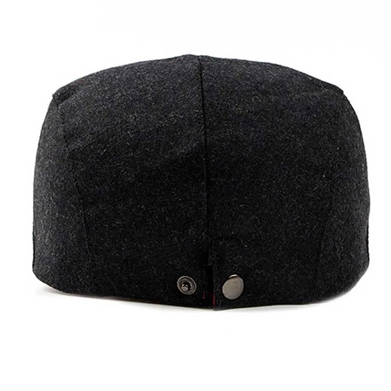FS Felt Beret Hat For Men Women Autumn Winter British Style Black Flat Cap Berets Vintage Solid Color Casquette Visor Caps