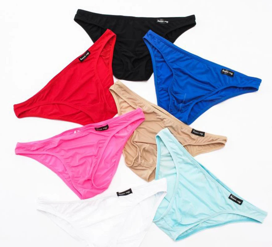 3pcs Brand Ice Silk Men Sexy Briefs Underwear Male Low-Waist Panties 7 Colors M,L,XL,XXL B318