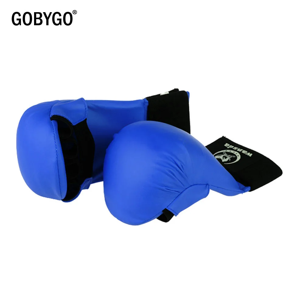 GOBYGO-Luvas de couro para homens e mulheres, meio dedo, luta, fitness, karatê, boxe MMA
