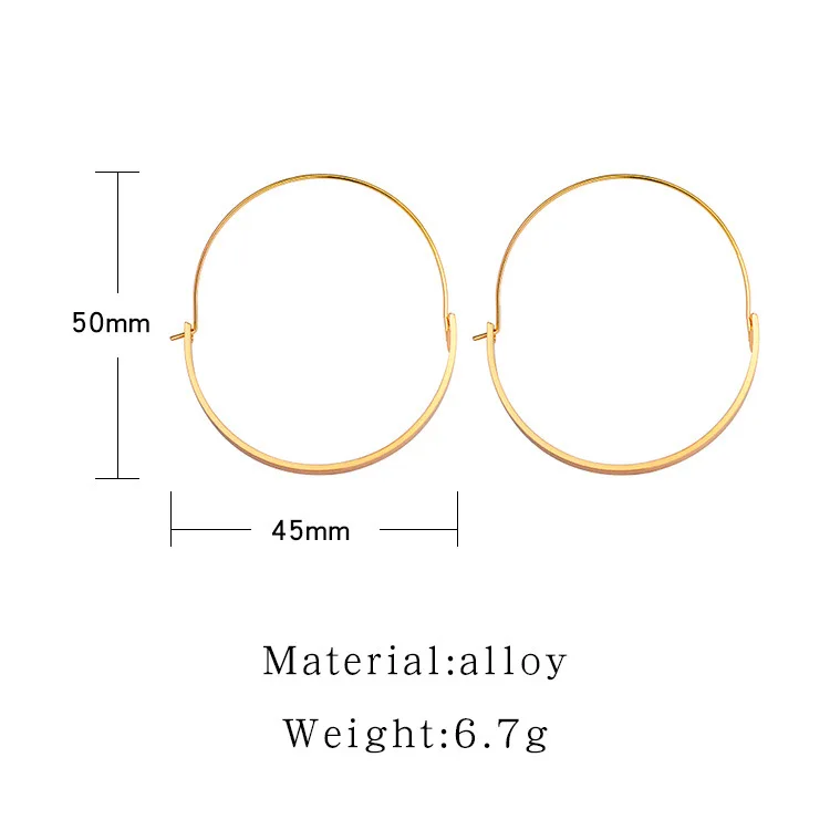 Semicircle Metallic Band Golden Silver Plated Wide & Thin Band Big OL Style Piercing Hoop Earrings for Women image 6
