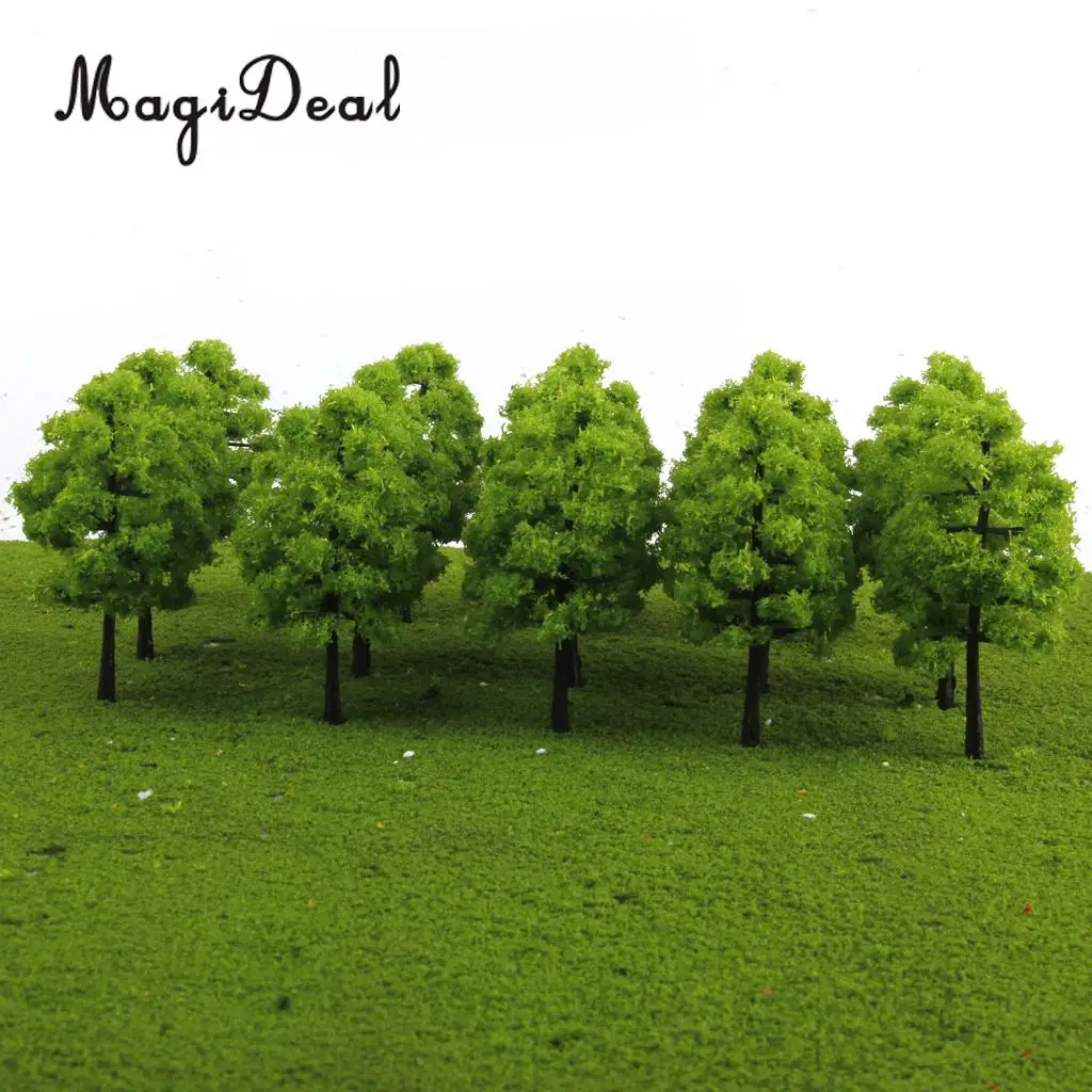 MagiDeal 20Pcs/Lot 1/100 Scale Mini Plastic Model Trees Train Railroad Scenery for House Classroom Park Layout Scene Kids Toy