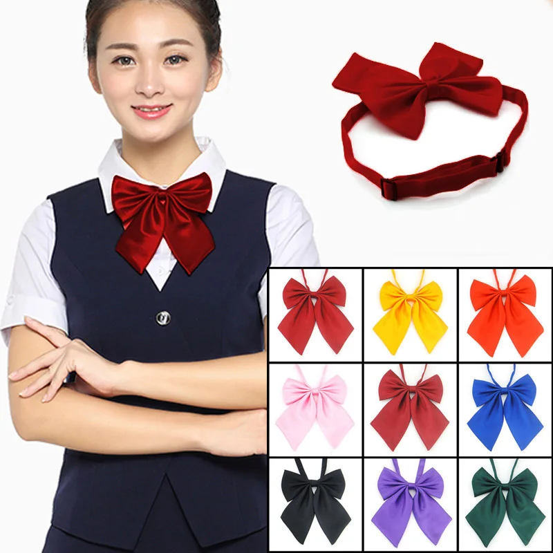 1Piece Women Tie Red Butterfly Women's Bow  Black Knot Female Girl Student Hotel Clerk Waitress Neck Wear Ribbon s green