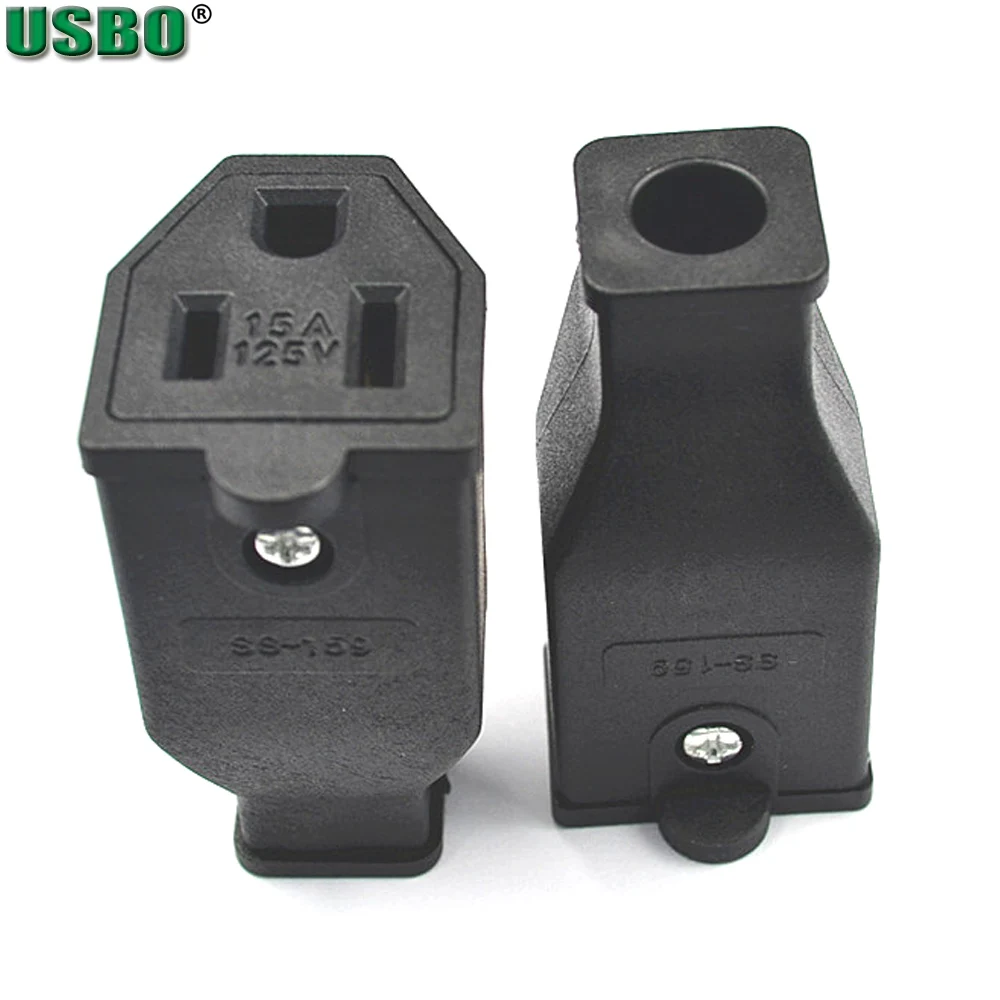 Black 125v 15a Nema L5-15P L5-15R US Female Male Connector USA Triprong Power Outlet Wiring Electrical Receptacle AC Socket Plug