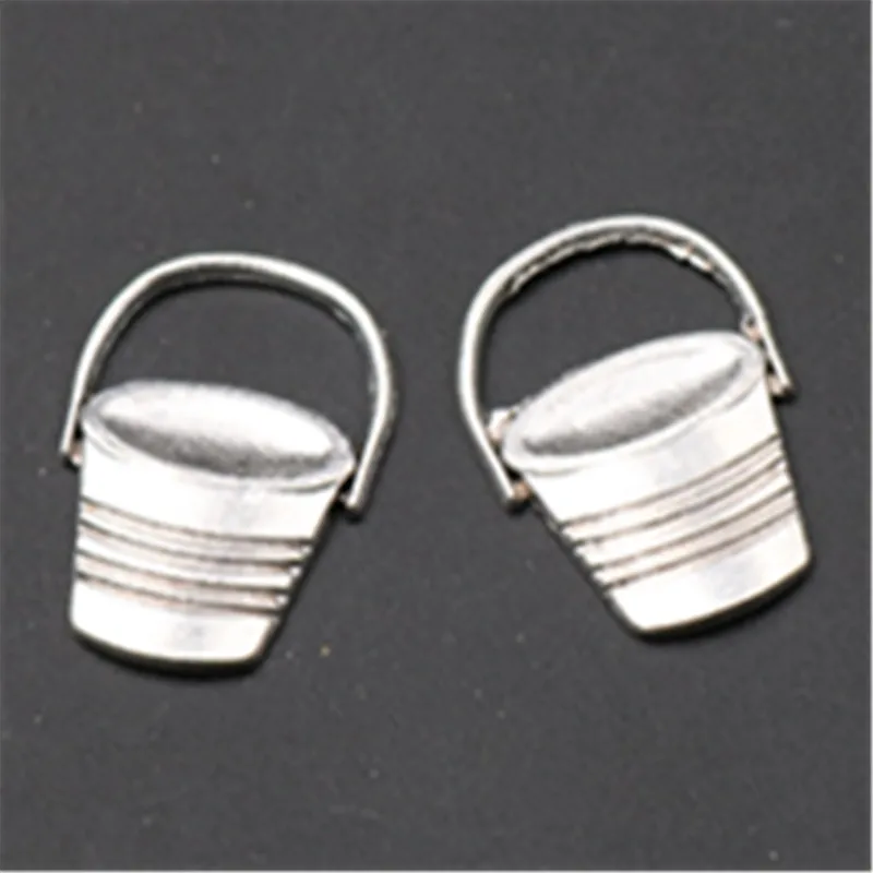 

WKOUD 10pcs Silver Color plane alloy buckets charm bracelet necklace DIY Metal Jewelry Handmade Accessories A777