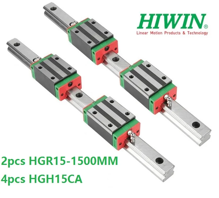 

2pcs 100% original Hiwin linear guide rail HGR15 1500mm With 4pcs HGH15CA Or HGW15CA Linear Carriage Block For CNC HGW15CC