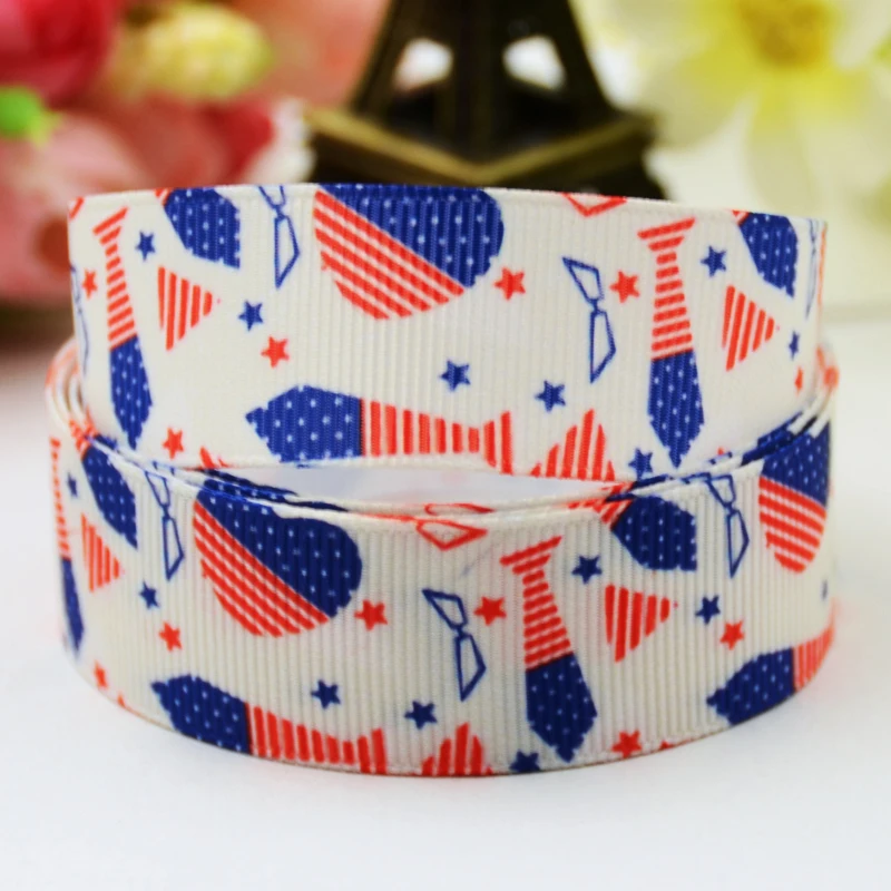 22mm 25mm 38mm 75mm Independence day Cartoon Printed Grosgrain Ribbon sewing supplies Bow hair accessories X-00947 10 Yards