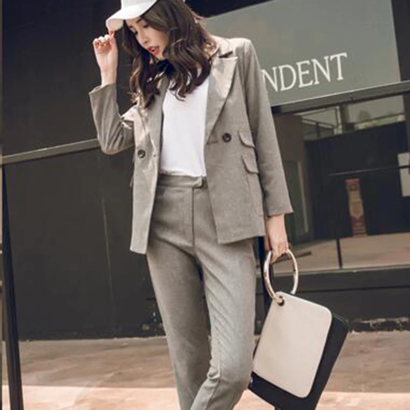 New Women Suit Jacket+Pants 2024 Autumn Blazers For Women 2-Piece Fashion Luxury Ladies Suits Office Ladies Thick Pant Set