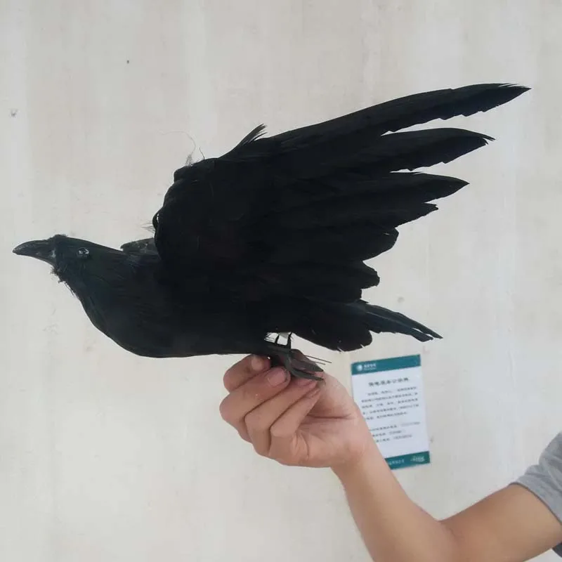 

artificial feathers bird about 25cm spreading wings black crow toy model home decoration Performing prop gift h1097