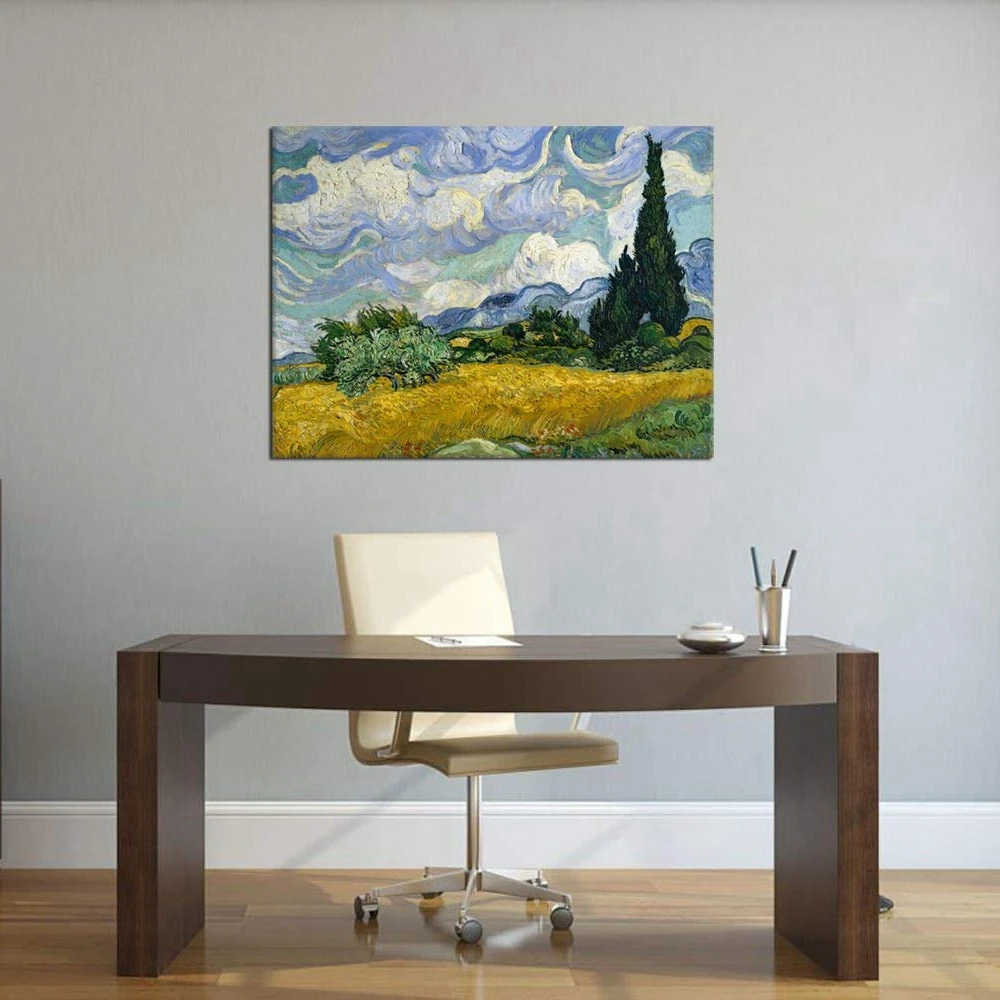 

Wheat Field with Cypresses Vincent Van Gogh Painting Canvas Wall Art Large Giclee Print Artwork Picture for Home Decor Dropship